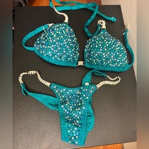 Blue Teal Bikini Competition Suit